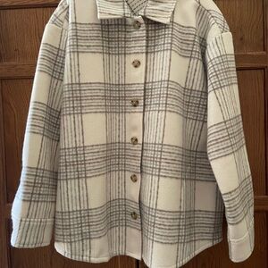 J. Jill Plaid Women's Jacket in Cream and Gray